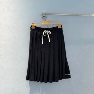 Miu Miu Women's Pleated Garment-dyed Jersey Skirt